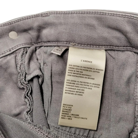 L'AGENCE  Margot High Rise Skinny Jeans Size 25 Gray New With Tags - Picture 9 of 10